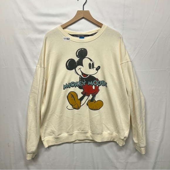 Disney Other - Disney Mickey Mouse Cream Graphic Sweatshirt 2XL Fleece Pullover